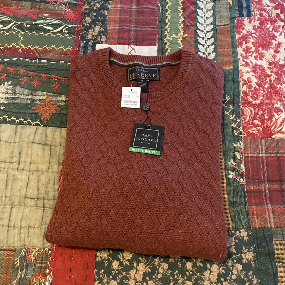 NWT Joseph A Bank Reserve Collection Rust Crewneck Sweater